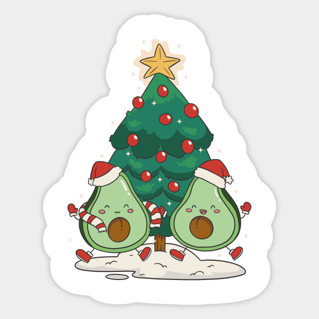 Avocado Christmas P R t shirt Sticker by LindenDesigns
